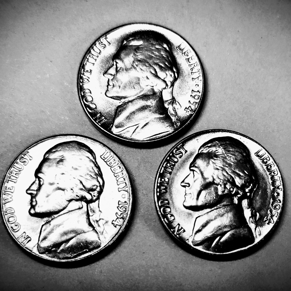 1954-S,D&P Uncirculated Jefferson Nickels From US Mint Roll.